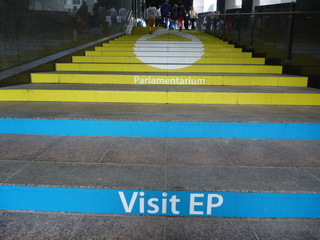Europaparlament Treppenaufgang "Visit EP"